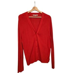 LOFT Red V-Neck Cardigan